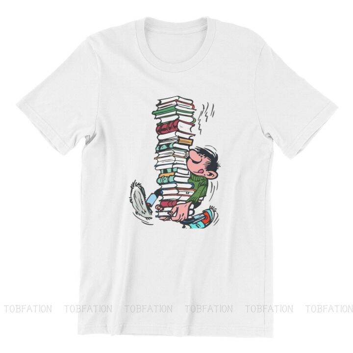 gaston-lagaffe-comics-tshirt-สำหรับผู้ชายพร้อมหนังสือ-soft-casual-tee-เสื้อยืดความแปลกใหม่อินเทรนด์หลวม