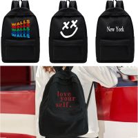 Fashion Large Capacity Canvas Backpacks Women Men Walls Print Shoulder Bag Outdoor Sport Travel Backpack for Teenage School Bag 【AUG】