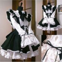 〖Gesh department store〗Women Maid Outfit Anime Long Dress Black and White Apron Dress Lolita Dresses Men Cafe Costume Cosplay Costume Горничная Mucama