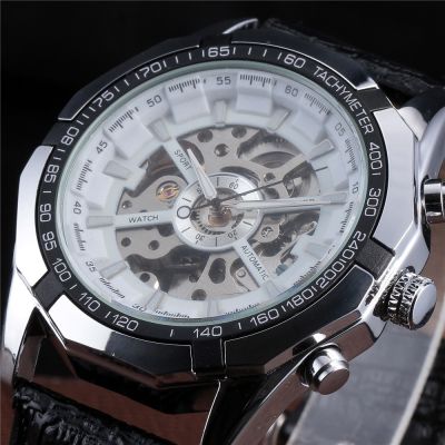 New Winner Brand Luxury Sport Watch Mens Automatic Skeleton Mechanical Wristwatches Fashion Casual Leather Band
