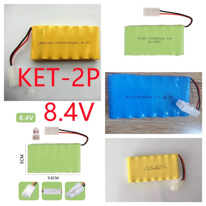 แบตเตอรี่ ถ่านชาร์จแบตเตอรถบังคับ8 4v แบบ2สายรุ่นปลั๊ก2ช่อง Ket 2p