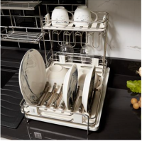 Dish drainer stainless steel 2-Tier size 59x35x38 cm. - white