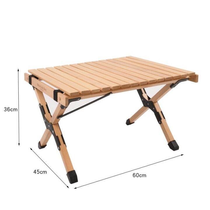 MOUNTAINHIKER Solid Wood Roll Folding Wooden Table Portable Outdoor