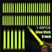 1-50Pcs Glow Sticks พร้อมตะขอ6นิ้ว Fluorescence Light สำหรับเดินป่าตั้งแคมป์กลางแจ้งฉุกเฉินคอนเสิร์ตปาร์ตี้ Light Sticks