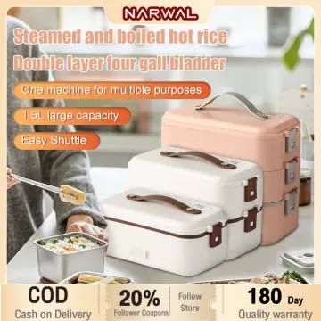 Plug-in Electric Lunch Box Insulation Lunch Box Portable Heated Lunch Box  Double Stainless Steel Liner 1.5L