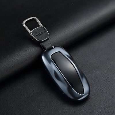 1Pcs Car Key Case Cover with Belt Aluminum Alloy Key Shell Storage Bag Protector for Tesla Model S Model 3 Model X Model Y