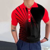 3D Print Mens Collar Polo Shirt Golf Shirt Geometric Turndown Street Daily Short Sleeve Button-Down Clothing Apparel Fashion Casual Comfortable / Beach