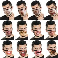 ■☽ face funny mask net red same style half big mouth dustproof