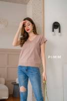 (อก38-48")เสื้อไหมพรมคอวีแขนล้ำ Pimm 4856 เนื้อผ้าหายใจได้ใส่ไม่ร้อน นุ่มละมุนผิว