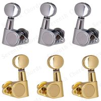 A Set 6 Small oval Concave Button String Tuning Peg Tuners Machine Head for  Guitar - Right Angle Screw Hole Sealed-Gear