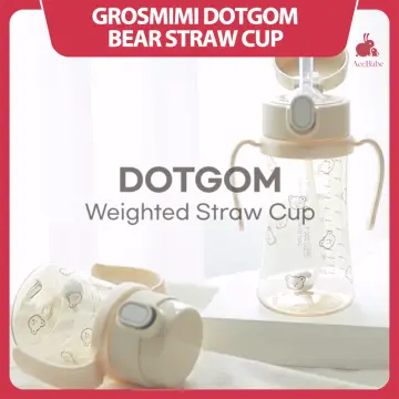 Grosmimi PPSU Cherrish Weighted Straw Cup - Pure Gold, 300 ml