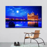 ห้องนั่งเล่นในบ้านเครื่องตกแต่งฝาผนังฟ้าพระราชวังสีทองทางศาสนาผ้าใบพิมพ์ไฟ Led รูปภาพศิลปะภาพวาด1ชิ้นกรอบภายในหรือไร้กรอบ (ปรับแต่งได้)