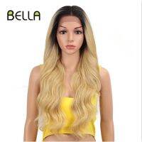 Bella ลูกไม้สังเคราะห์13X4วิกส่วนหน้าพร้อมสีบลอนด์สำหรับออมเบรเป็นลอนทนต่อร่างกายทารกผมวิกผม Heat สีชมพูสีดำ