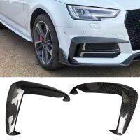 กันชนหน้า Lip Splitter Fins Body Trim สำหรับ Audi A4 17-19คาร์บอนไฟเบอร์