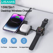USAMS Bộ Sạc Không Dây 3 Trong 1 15W Bộ Sạc Không Dây Qi Nhanh Gọn Nhẹ Và