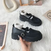 Small leather shoes thick bottom Mary Jane small leather shoes female autumn new style college style Korean version of the wild round toe r Japanese uniform jk shoes日系jk制服鞋厚底学院风玛丽珍鞋复古中跟小皮鞋女夏季薄款配裙子