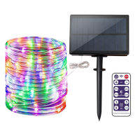 32m 22m 12m Outdoor Solar Rope Tube Lights String Waterproof PVC Copper Wire Rainbow Lamp for Christma Holiday Party Paito Decor