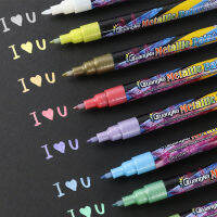 6121824สี Extra Fine Point Metallic Marker ปากกาชุดสีอะคริลิค DIY Graffiti ภาพวาดโรงเรียน Art Supplies