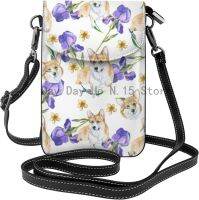 Corgi Flowers Animals Wildlife Womens Pu Leather Crossbody Cell Phone Purse Wallet Cute Phone Bag