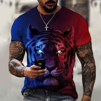 Brand Clothing Animal World Tiger Cartoon 3D Printing Mens T-shirt High Quality Lycra Polyester Oversized T-shirt Summer Top