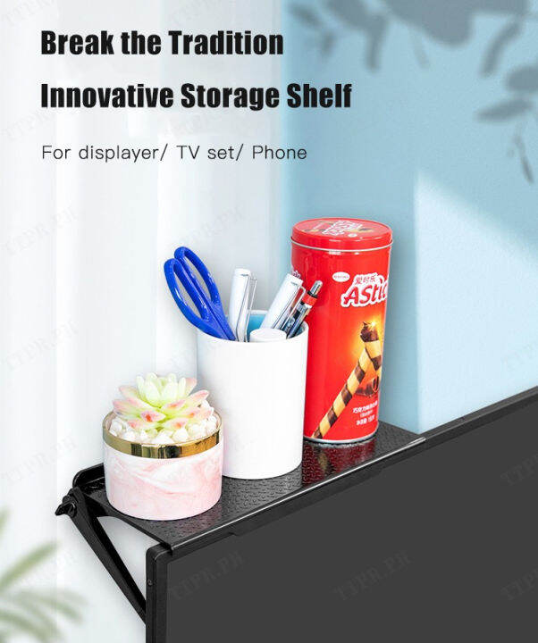 ttpr Adjustable TV Screen Top Storage Shelf Rack Computer Monitor ...