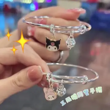 Kawaii Sanrioed Anime Hello Kitty Silver Dangle ￼Bracelet