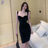 High-end R Party Dress Velvet Slim Rose Suspender Dress