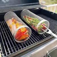 geegostudio 1pc 2pcs 4pcs 304 Stainless Steel Barbecue Cage, Outdoor Grill Barbecue Turners, Grilling &amp; BBQ Utensils