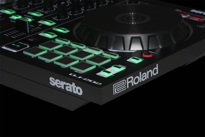 roland-ตัวควบคุมดีเจสองช่องทางสี่ดาดฟ้าพร้อม-serato-dj-pro-อัพเกรด-serato-dj-202