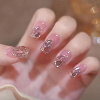 DIY DIY Fake Nails แผ่นแปะเล็บแบบสวมเพชรเงาใหม่แผ่นแปะเล็บแบบสวมหนึ่งวินาทีแผ่นเล็บสั้นสำเร็จรูป