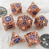 Cusdie Dice Dice เหล็กกลวงชุดลูกเต๋าหลายหน้าลูกศร7ชิ้นสำหรับเกมกระดานเกมการเล่นบทบาท Pathfinder Warhammer