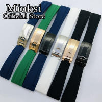 Miuksi 20mm black blue green white rubber watch strap with silver rose gold balck stainless steel buckle