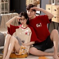 loungewear Pijama Mujer Homewear Men Night Home Suits Summer Couple Pajamas For Lovers Knitted Cotton Women Pyjamas Sleepwear