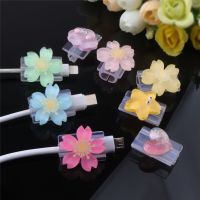 2PCS Flowers Cable Protector Cartoon USB Charger Protector Cable Organizer Kawaii Type C Data Line Cable Bite Cover For iPhone