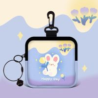 Original Canvas Coin Purse Cute Rabbit Earphones Small Square Bag Mini Crossbody Bag Womens Small Purse Key Bag Pendant 【OCT】