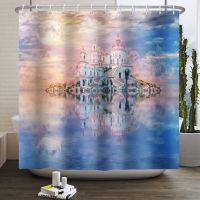 Dreamy Castle Blue Sky Shower Curtain Baby Room Decor Curtain Waterproof Bathroom Partition Curtain Hanging With Hooks Props