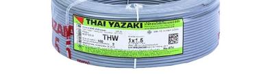 Yazaki สายทองแดง เบอร์1.5 THW 1x1.5 สีเทา ไทยยาซากิ 100เมตร สายไฟแกนเดียว สำหรับเดินในบ้าน