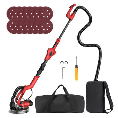 Drywall Sander 710W Wall Sander พร้อม14 PCS Sanding Discs 6 Variable Speed 1000-1850RPM Electric Drywall Sander พร้อม L-ED Light ที่จับพับได้และกระเป๋าถือ