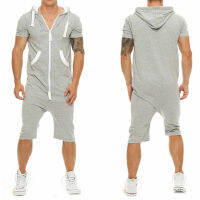 Men Jumpsuit Short Sleeve Pants Playsuits Romper New Fashion High Street Wear Hot Selling Cotton Baggy Leotard