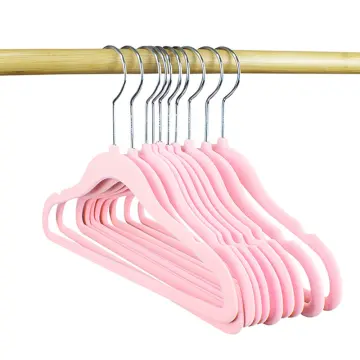 Save Space Velvet Hangers Cheap Plastic Pink Non Slip Flocked Clothes Hanger  - China Vics Clothing Hanger and Plastic Clothing Hanger price