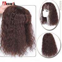 AOSIWIG Synthetic Long Water Wave Curly Hair Pieces Women 39;s Wig Invisible Top Hairpiece Block Increases Hair Volume