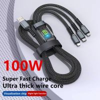 ?COD+FREE Shipping? 100W 6A 3 in 1 ไมโคร USB Type-C สายชาร์จไฟสายชาร์จไฟสายชาร์จ Super Type-C สายเคเบิลข้อมูลสำหรับ Samsung / iPhone / Xiaomi / OPPO / Vivo / Huawei