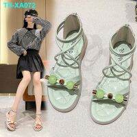 word with candy Roman sandals fairy female 2023 summer new fashion flat comfortable soft bottom beach shoes