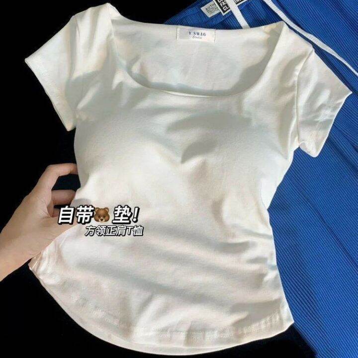 เสื้อยืดผู้หญิงแขนสั้นเสื้อเข้ารูปฤดูร้อน