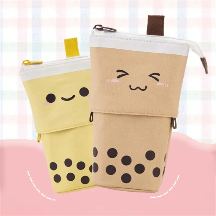 pen-box-stationery-pouch-stand-up-stationery-case-cute-milk-tea-pencil-case-telescopic-pen-bag-penholder-stationery-case