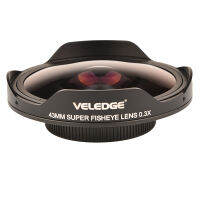 VELEDGE 0.3X HD Ultra Fisheye Adapter 37Mm43Mm Fisheye Wide With Hood Only For Video Cameras Camcorders