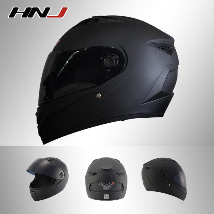 HNJ 855 Full Face Motorcycle helmets Black single Visor helmet with ICC ...