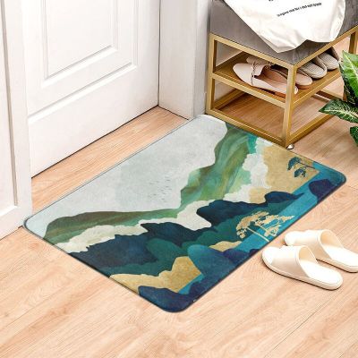 Green mountain print Carpet Entrance Doormat Bath Floor Rugs Absorbent Mat Anti-slip   Kitchen Rug for Home Decorative Foot mat
