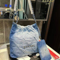 กระเป๋าแบรนด์หรู C + Denim 22ชิ้น,ย้อนยุคเก๋ไก๋ถุงใส่ขยะกระเป๋าสะพายไหล่เดินทางการพักผ่อนประจำวัน Bag30 * 32/35*35ซม.