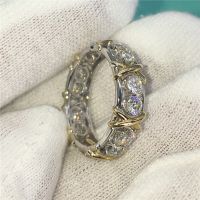 【☊HOT☊】 TE4QDQ SPECIALTY STORE คนรักข้ามแหวนสีขาวสีเหลืองทอง Aaaaa เพชรสังเคราะห์แหวนแต่งงานแหวนหมั้นแหวนสำหรับเจ้าสาวแหวนประดับ